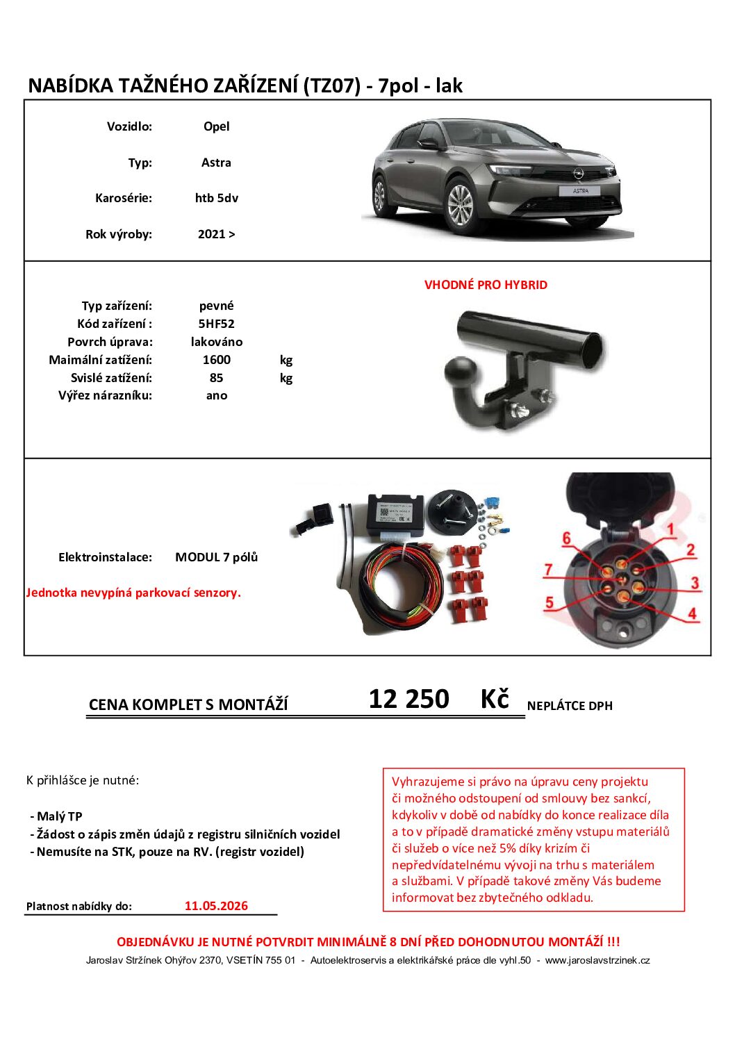 TAŽNÉ ZAŘÍZENÍ - OPEL ASTRA "L" HTB 2021> - Obrázek 7